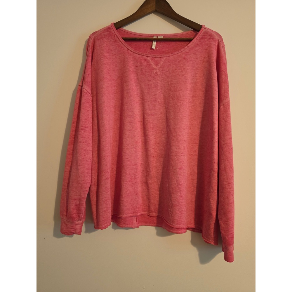 Live Well Lifestyle Sweatshirt Women 22/24W Pink Cotton Blend Oversized Trendy